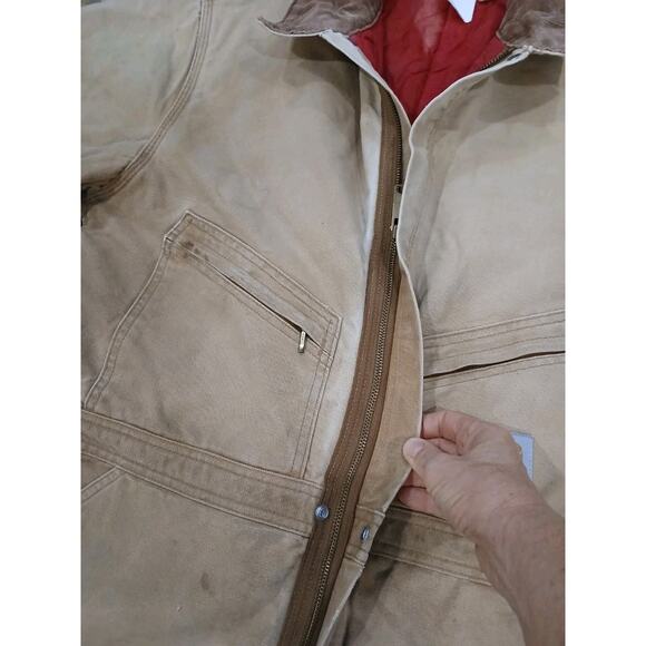 70s Carhartt Coveralls Sz M Boiler Jump Suit  Red Lining Distressed Corduroy VNT - Picture 13 of 16